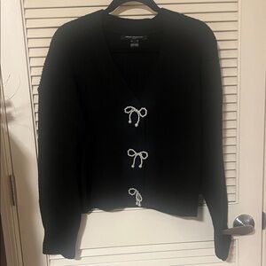 French Connection Black Cardigan with Bow Details